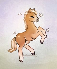 a digital painting of a horse running with hearts around it's neck and tail