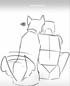 a drawing of a cat sitting on top of a chair