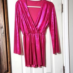 Hot Pink Romper Nwot. Edges Are Not Meant To Be Sewn On Sleeves And Legs. No Rips, Stains Or Tears. Hot Pink Romper, Not Meant To Be, Pink Romper, Pink Rompers, Pink Ladies, Pant Jumpsuit, Jumpsuit Romper, Hot Pink, Meant To Be