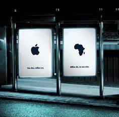 two billboards with an apple logo on them