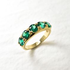 Emerald Band, Created Emerald, Emerald Ring, Half Eternity Band, Green Ring, Green Vintage Ring, Eternity Ring, Solid Silver Ring, Emerald(1) Gold Half Eternity Band, Deep Green Color, Emerald Band, May Birthstone Rings, Flawless Diamond, Real Jewelry, Half Eternity Band, Eternity Band, Boutique Jewelry