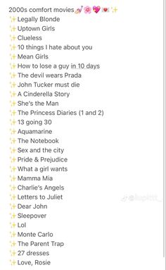 a list with the names of movies and their characters in each one's name