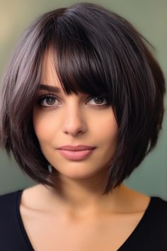 Get a cool look with the asymmetrical layered bob with side-swept bangs. This modern twist on your hair frames your face beautifully, giving you an edge without going too short. Click here to check out more cute short layered haircut ideas. Bob Haircut With Bangs Thick Hair, Short Bob Layered Haircuts With Bangs, Modern Bob Haircut With Bangs, Layered Bob Side Bangs, Bob Hairstyle With Bangs Women, Long In Front Short In Back Hair Bob, Chin Length Bob With Side Swept Bangs, Bob With Bangs Thick Hair, Feathered Bob With Bangs