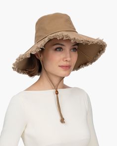 Sandy Caper Eric Javits Adjustable Fringe Hat With Curved Brim, Adjustable Flat Brim Hat With Fringe, Adjustable Fringe Hats, Adjustable Fringe Sun Hat With Curved Brim, Adjustable Brimmed Sun Hat With Fringe, Adjustable Curved Brim Sun Hat With Fringe, Adjustable Sun Hat With Fringe And Curved Brim, Wide Brim Sun Hat With Fringe, Adjustable Fringe Hat For Spring