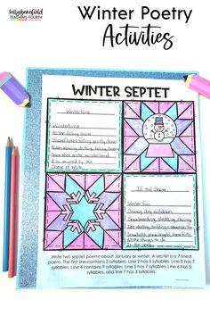 winter poetry activities with pencils and paper