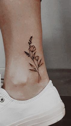 tattoo, art, woman, men, boho, minimalist Meaningful Side Tattoos For Women, Tattoo Ankle Ideas Female, Tiny Sister In Law Tattoos, Women Tattoos Nature, Tatoos Woman Ankle, Elegant Ankle Tattoos, Womens Ankle Tattoo, Feminine Places For Tattoos, Nature Rib Tattoo