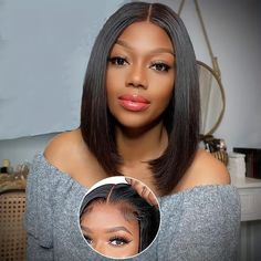 Pre Cut Lace Wear And Go Straight Glueless Wigs Human Hair Ready To Wear Density180 Preplucked Short Straight Human Hair Bob Wig Body Wave Bob, Human Hair Bob Wigs, Lace Body, Wigs For Women