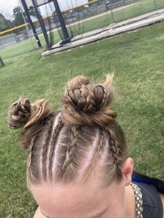 Braided Hairstyles For Track, Cornrow Hairstyles For Sports, Braids For Sports Volleyball, Fun Sport Hairstyles, Cool Athletic Hairstyles, Cute Updo Braided Hairstyles, Meet Day Hairstyles, Cute French Braid Hairstyles Short Hair