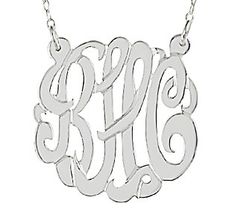 Name your necklace. Make this stunning, script monogram necklace your own with the three-letter centerpiece of your choice. Crafted from sterling silver, this statement piece is as unique and as beautiful as you are.  Add this necklace to your Shopping Cart to access the personalization screen. Elegant Monogram Name Necklace In Sterling Silver, Elegant Silver Initial Necklace With Monogram, Elegant Silver Monogram Initial Necklace, Customizable Silver Initial Pendant Jewelry, Sterling Silver Monogram Name Necklace For Anniversary, Classic Sterling Silver Monogram Name Necklace, Elegant Customizable Sterling Silver Initial Necklace, White Sterling Silver Monogram Jewelry, Sterling Silver Monogram Name Necklace In White Gold