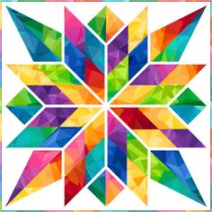 a colorful flower made out of many different colored squares on a white background with an orange border