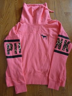 VICTORIAS SECRET PINK RARE LEOPARD APPLIQUE COWL NECK PULLOVER "PINK" SWEATSHIRT NWT S PIT TO PIT 23"  NOTE::::::::::::::POSSIBLE OVERSIZE CHECK YOUR MEASUREMENT "RARE"  THESE HAVE BEEN SOLD OUT SINCE 2016 FREE SHIPPING Pink Fleece Top For Winter, Pink Fleece Winter Top, Winter Pink Fleece Top, Pink Fall Tops With Ribbed Cuffs, Pink Tops With Ribbed Cuffs For Fall, Fitted Long Sleeve Pink Hoodie, Pink Hoodie Tops For Loungewear, Victoria's Secret Long Sleeve Sweatshirt For Winter, Pink Fitted Hooded Sweatshirt