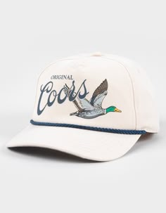 American Needle Coors Snapback Hat. Original Coors Graphic Screened On Front. Brim Rope Detail. Slightly Curved Bill. Adjustable Snapback Closure. 100% Cotton. Imported. Western Gifts For Women, Things To Buy Boyfriend, Western Gifts Women, Gifts For Country Men, Cowgirl Trucker Hat, Women Trucker Hat, Country Trucker Hats, Gifts For Outdoorsmen, Rope Hats