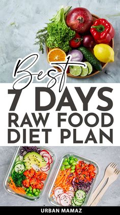 Best 7 Days Raw Food Diet Plan Raw Veggie Lunch Ideas, Fruit Vegetable Diet, Fruit And Vegetable Cleanse 7 Day, Raw Diet Lunch Ideas, 7 Day Plant Based Meal Plan, All Fruit And Veggie Diet Plan