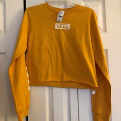 Brand New, Never Worn! Super Cute But Too Big For Me Willing To Negotiate Price Trendy Yellow Long Sleeve Tops, Trendy Yellow Long Sleeve T-shirt, Trendy Long Sleeve Yellow T-shirt, Yellow Long Sleeve Tops For Fall, Fall Vans Cotton Tops, Vans Cotton Tops For Fall, Casual Yellow T-shirt For Fall, Yellow Relaxed Fit Long Sleeve T-shirt, Yellow Tops For Fall Streetwear