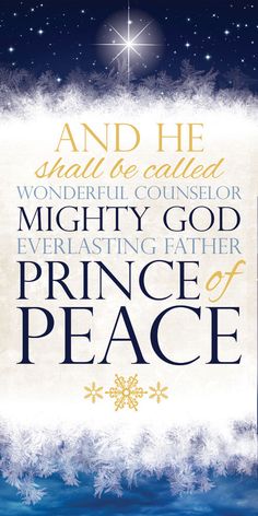 a christmas card with the words, and he shall be called mighty god everlasting father