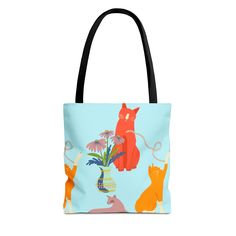 Introducing our one-of-a-kind tote bag featuring a funky and colorful cat design, perfect for teachers, book club members, and cat ladies alike! Carry all the stuff with this unique accessory that combines functionality with personality. This tote bag is not just a great bag, but also a fun and eye-catching gift for anyone who loves cats and wants to add a pop of color to their daily routine. Stand out from the crowd with this vibrant and playful accessory that merges practicality with a touch of whimsy. Ideal for those who appreciate both functionality and creativity, this tote bag is a must-have for anyone looking to showcase their love for cats in a fun and fashionable way. This tote bag design was uniquely created with the EarlyGirlBoutique personal touch. I take inspiration from thing Cat Shopping, Cat Lady Gift, Colorful Cat, Gift For Teacher, Trendy Tote, Tote Bag Pattern, Bag Design, Cat Colors, Cat Pattern