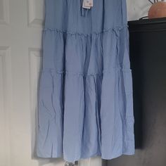 Women's Long Light Blue Skirt New With Tags Approx: 35" Length Long Blue Skirts, Light Blue Skirt, Light Blue Skirts, Blue Skirts, Wrap Skort, White Denim Skirt, Athletic Skirt, Blue Denim Skirt, Black And White Tweed