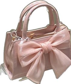 Chic Satin Bow For Spring, Chic Party Bag With Ribbon, Chic Party Bag With Ribbon Detail, Elegant Bags With Decorative Bow, Pink Bow For Spring Party, Elegant Pink Bags For Valentine's Day, Chic Evening Bow For Spring, Pink Ribbon Bow For Spring, Chic Summer Bow