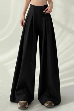 Korean High Waist Wide Pants – Pastel Kitten Spring Formal Wide Leg Pants, Trendy High Waist Wide Leg Formal Pants, Trendy High Waist Wide Leg Pants For Formal Occasions, Baggy High-waisted Wide Leg Pants, Chic Full-length Wide Leg Pants With Elastic Waistband, Chic Baggy Solid Color Pants, Chic Baggy Pants In Solid Color, Chic Baggy Straight Wide Leg Pants, Modern Wide Leg Pants With Elastic Waistband