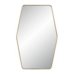 a mirror that is gold and has a hexagonal design on the bottom half