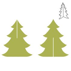 three trees are shown in different sizes and colors