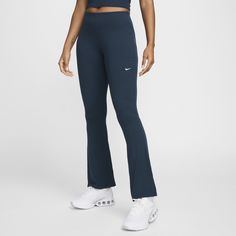 Grounded in style, comfort and versatility, meet our take on luxury loungewear. Ribbed fabric is soft with just the right amount of stretch, while hem vents add a flared look. All that's left to decide is if you're going to pair these leggings with the matching top or style it your way. Nike Sportswear For Lounging, Nike High Stretch Moisture-wicking Bottoms, Nike Moisture-wicking High-stretch Bottoms, Comfortable Fitted Activewear For Loungewear, Fitted Activewear For Loungewear, Fitted Athleisure Sweatpants With Ribbed Waistband, Fitted Athleisure Sweatpants For Loungewear, Sporty Full-length Yoga Pants For Lounging, Fitted Sweatpants For Loungewear In Athleisure Style