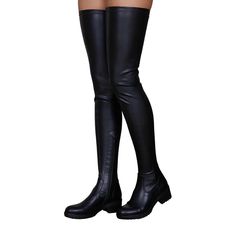 Calves Stretches, Vegan Leather Boots, Leather Thigh High Boots, Boots Heel, Faux Leather Boots, Simple Outfit, Wide Calf, Thigh High Boots, Thigh High