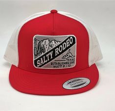 Salty Rodeo Five panel Red with White Mesh. All hats are well packed in a new box. Red Snapback Hat For Rodeo, Red Snapback Trucker Hat For Rodeo, Red Trucker Hat For Rodeo, Western Ball Caps, Rodeo Hat, Western Fits, Cowboy Stuff, Country Hats, Western Wear Outfits