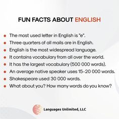 an english language poster with the words fun fact about english and how to use it