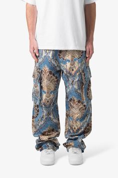 Ultra Baggy Jacquard Floral Cargo Pants - Multi Floral Floral Pants Outfit, Baggy Outfit Ideas, 140 Lbs, Streetwear Essentials, Suede Pants, Fall Fit, Simple Fits, Pants Fabric, Floral Jacquard