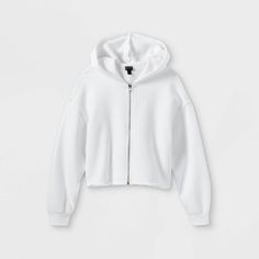 White Zip Up, Crop Zip Up Hoodie, Cropped Zip Up Hoodie, Wishlist 2024, Boo Basket, Athletic Skirt, Cropped Zip Up, Target Clothes, Basic Sweatshirt