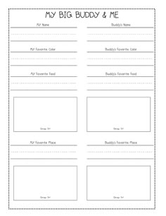 the printable worksheet for my big buddy and me