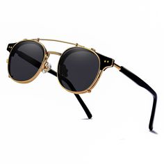 PRICES MAY VARY. A FRESH TWIST OF STEAMPUNK STYLE SUNGLASSES: Our Pedro Clip On Sunglasses with their retro-futuristic style is a must-have accessory for every stylish man. Can match almost all your outfits, this is one of the best shades you could have. Change your look in a snap with these clip-on sunglasses. No need to bring too much eyewear to be extra stylish. Double style in just one eyewear. COMPLIMENT-GENERATING: Be ready to receive compliments while wearing one of our double bridge retr Steampunk Sunglasses Men, Cheap Trendy Men's Aviator Sunglasses, 1920s Jewelry Men, Viking Sunglasses, Men’s Fashion Sunglasses, Dnd Artificer, Clip On Glasses, Funky Glasses, Steampunk Sunglasses