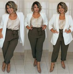 Formal Casual Outfits Women Plus Size, Modern Business Attire Women Plus Size, Curvey Business Casual, Professional Clothes Plus Size, Office Attire For Short Women, Paper Bag Pants Outfit Plus Size, Slacks Outfit Formal Women Plus Size, Plus Size Fashion For Women Business Casual, Work Dresses For Women Plus Size