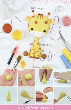 Easy Fondant Animals, Gumpaste Animals, Cake Topper Template Free Printable, Animal Fondant, Animal Fondant Tutorial, Fondant Animals Step By Step, Safari Pasta, Clay Giraffe