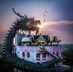 dragon temple in bangkok thailand at sunset