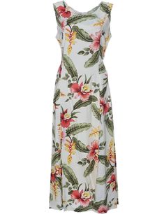 Orchid Pua Long Hawaiian Dress Tie-Back Beige Two Palms Easy Wear Dresses, Hawaiian Clothing, Sarong Dress, Blouse Man, Muumuu Dress, Business Casual Shirts, Hawaiian Outfit, Dress Beige, Usa Dresses