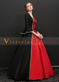 Black and Red Victoria Medieval Dress Halloween Masquerade Vampire Costume   Condition: Brand New  Color: amp;nbsp; As Picture  Material: Satins And Lace  Silhouette: Ball Gown  Sleeve Length: Half Sleeve  Dresses Length:Floor-Length  Neckline:Square Neck  Decoration: Lace  Style: Vintage  Includes: Dress Gothic Victorian Ball Gown Dress For Party, Gothic Victorian Ball Gown For Party, Gothic Ball Gown Dresses For Halloween, Gothic Black Ball Gown, Halloween Ball Gown For Party, Gothic Victorian Ball Gown For Halloween, Gothic Victorian Dress Costume For Halloween, Gothic Victorian Dress For Halloween Costume, Victorian Ball Gown For Halloween Party