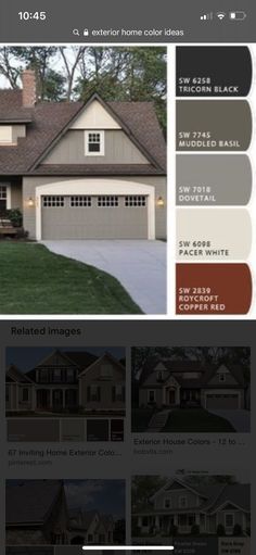 an image of a home page with the colors in gray and brown, including two garage doors