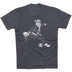 a t - shirt with an image of a man kicking a soccer ball