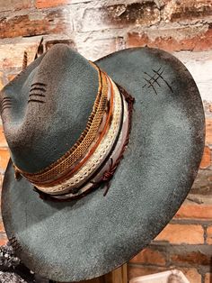 Rustic Wide Brim Hat For Festival, Artisan Short Brim Hats For Country Events, Artisan Wide Brim Festival Hats, Bohemian Wide Brim Top Hat, Unique Hat For Rodeo And Kentucky Derby, Rustic Curved Brim Hat For Festival, Rustic Fedora Hat For Kentucky Derby, Artisan Fedora Hat One Size Fits Most, Unique Short Brim Hat For Western-themed Events