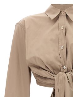 'Calbero' cotton shirt with bow detail on the front, crop model. Composition: 100% cotton Celebrity Culture, Saint Laurent Shoes, Dress For Success, Knitwear Tops, Dries Van Noten, Trouser Suits, Bow Detail, Lace Boots, Blouse Dress