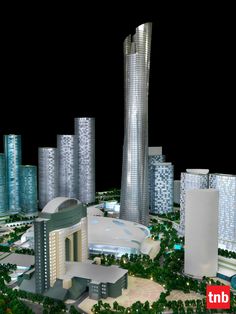 a model of a city with tall buildings