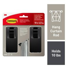 two black curtain rods are in the package