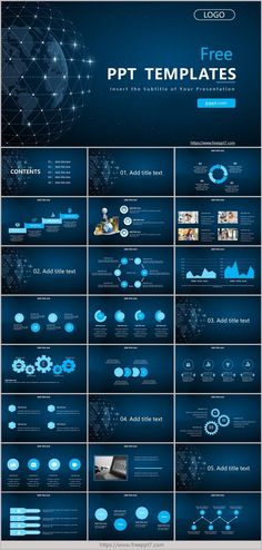 the powerpoint slider presentation is shown in blue and has many different elements to choose from