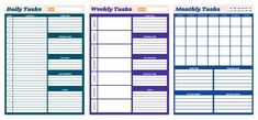 the daily tasks and weekly tasks list is shown in two separate sections, each with different tasks