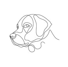 a black and white drawing of a dog's head