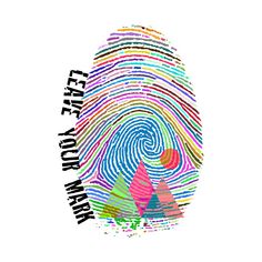 a fingerprint with the words create your mark on it and an image of trees