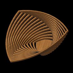 an abstract wooden object on a black background