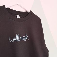 "We all know someone who's always cold! A great cheeky gift for a girlfriend or sister or an alternative Christmas jumper! Soft dark grey sweater, nice thick quality. Hand embroidered with pale blue yarn for a unique finish. Men's sizing for a comfy, oversized fit, a little longer in the body than women's. As a guide a small is 10/12, large 16/18. XS: chest 38\", length 27\" S: chest 40\", length 27\" M: chest 42\", length 27\" L: chest 44\", length 28\" XL: chest 48\", length 30\" I'm happy to Black Sweater With Letter Embroidery For Winter, Blue Winter Sweater With Embroidered Text, Winter Blue Sweater With Embroidered Text, Winter Custom Embroidery Sweatshirt For Loungewear, Custom Embroidered Sweatshirt For Winter Loungewear, Winter Custom Embroidered Sweatshirt For Loungewear, Gray Winter Sweatshirt With Embroidered Text, Dark Grey Sweater, Cheeky Gifts